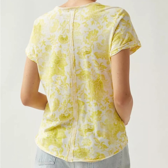 Anthropologie Pilcro Spliced-Neck Tee New Yellow White Floral Size XS ANTHRO NWT - Picture 4 of 10